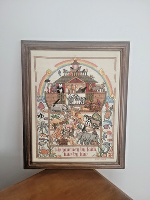 VTG Dimensions Charts and Charms Noah s Journey Needlepoint - Framed