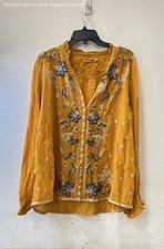 Blusa Johnny Was "Tove" Bordada Transparente Color Mostaza-L