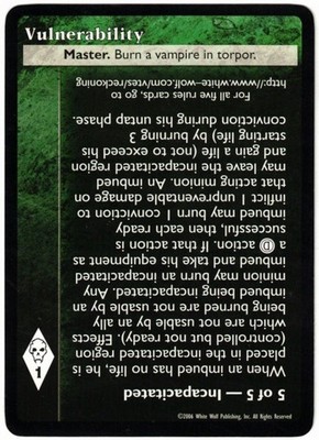 Vulnerability Rule Card 5 of 5 Nights of Reckoning V:TES VTES Vampire CCG