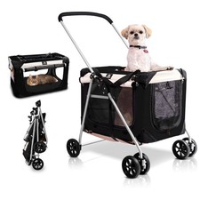 Pet Stroller, Fits 2 Cats, Small to Medium Dogs Up to 45 Lbs , Detachable, S...