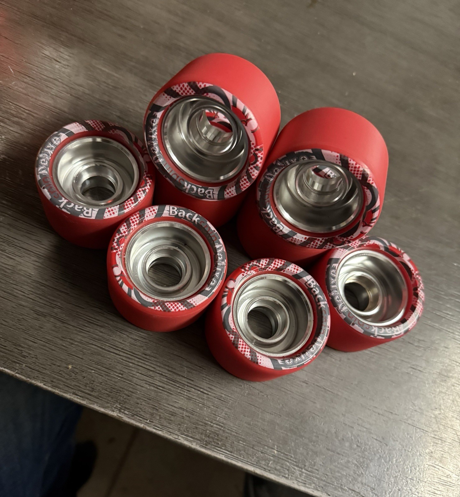 BackSpin Wheels Deluxe Aluminum Hub Quad Roller  Skate Wheels NEW! RED HOT!