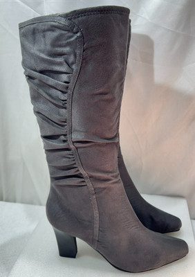 Lane Bryant Kniestiefel UK 8 / EU 41 Damen grau Wildlederimitat durchgehender Reißverschluss