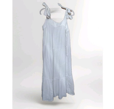 #ad Wonderly Womens Sz LP Cream Cotton Tiered Maxi Guaze Sundress $19.99