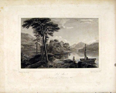 Original alter antiker Druck Scottish Lochs Awe Argyleshire Schottland Seen um 1836