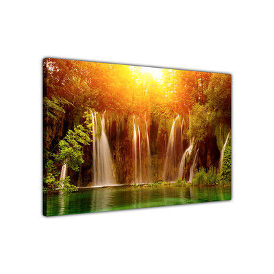 Wasserfall Sonnenaufgang Leinwand Wandbild Bild Druck