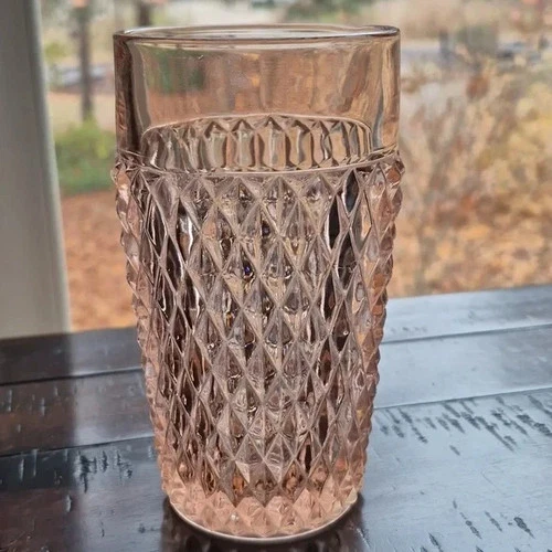 Vintage Anchor Hocking Miss America Pink Textured Drinking Glass / Tumbler