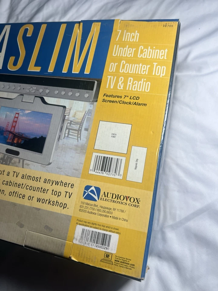 NEW Audiovox Ultra Slim 7” LCD Drop Down TV Radio Kitchen/Boat VE705 Open Box - Image 4 of 4