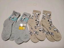 Set of 4 pair Peanuts Snoopy Crew Sock Character Cartoon Socks Size 9-11