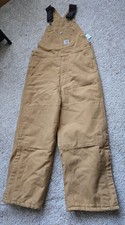 Carhartt Kids Insulated Bib Overalls Brown Duck Workwear Youth Size 10