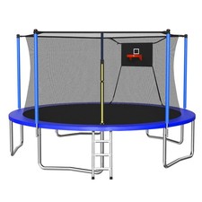 14ft Trampoline with Enclosure Net, Outdoor/Indoor Sports Fitness