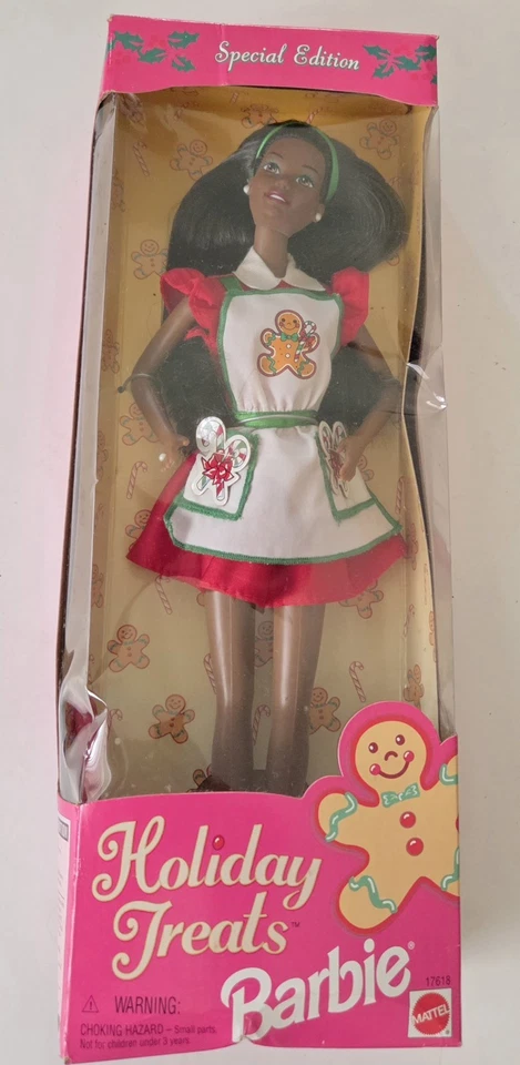 4 件复古非裔美国人克里斯蒂芭比娃娃 80 年代/90 年代美泰假日零食全新带盒 F1 — 第 2/4 张图片