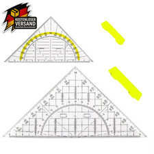 Geodreieck Set 22/16 cm transparente Winkelmesser für Schule Büro Kunststoff