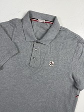 Moncler Men Size XL Classic Tipped Cotton Polo Shirt Grey 100 Cotton Authentic