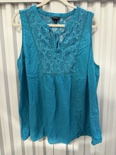 Torrid Peasant Top Size 3 3X Teal Swiss Dot L...