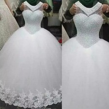 Luxury Princess Wedding Dresses V Neck Sleeveless Tulle Beading A Line BrideGown