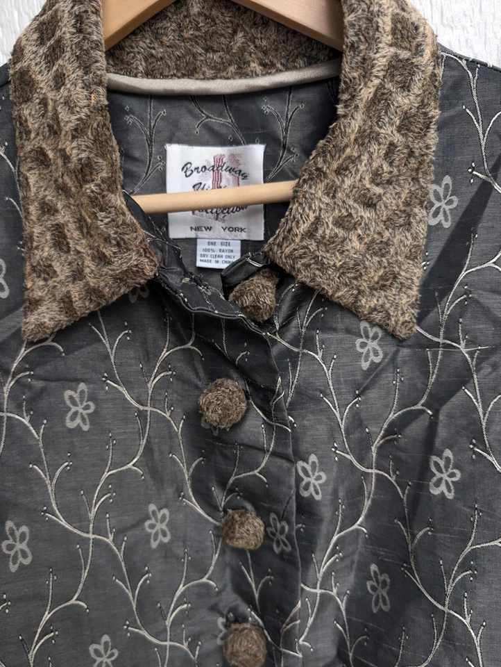 Vtg Broadway Vintage Collection Faux Fur Collar Buttons Jacket Women's One Size Foto 3 de 4