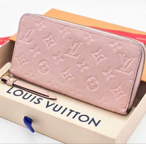Louis Vuitton Pink Leather Long Wallet Used From Japan