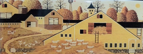 Vtg Folk Art Wall Hanging Wood Framed Beautiful Wood Grain Farm Farmhouse ... - Picture 5 of 11