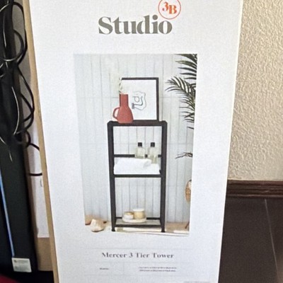 Studio 3B Mercer 3 Tier Tower Shelving Unit, Black, 32.25 x 15.5 x 12''