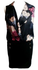 NEW FASHION MADE IN ITALY ?? BLACK FLORAL DRESS SIZE 10 12 14  #BX*