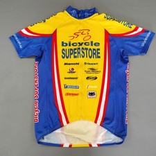 Uno Bicycle Superstore Cycling Jersey Mens Large Yellow Ful Zip Bike Top Shirt
