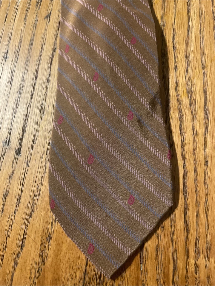 Corbata de cachemira pequeña vintage Cerruti 1881 seda crepé a rayas hecha en Italia Foto 3 de 4