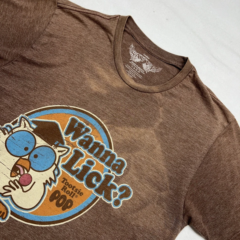 Camiseta Savvy Para Hombre Talla Lg Marrón Inspirada en Colección Tootsie Roll Pop ¿Quieres Lamer? Foto 4 de 4