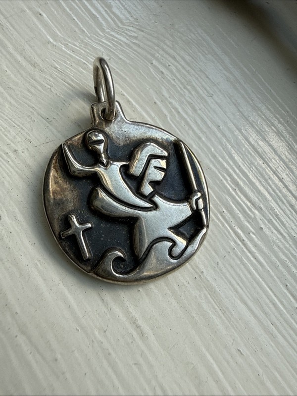Retired James Avery St. Christopher Medallion 7.7g Cross Sword Sterling Pendant