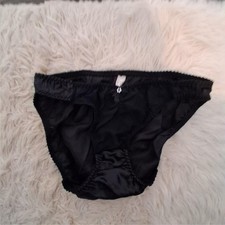 Victoria's Secret nwot vintage panties womens Large black sheer front satiny 80s