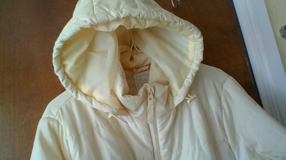 Chaqueta acolchada amarilla inclinable completa con capucha talla XXL bolsillos *Defectos: pequeñas manchas Foto 4 de 4