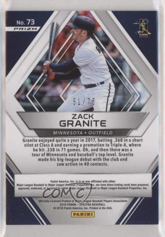 2018 Panini Chronicles Spectra Neon Pink Prizm /75 Zack Granite #73 Rookie RC - Image 2 of 2