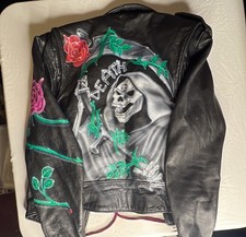 Wilson Open Road Leather Jacket Women’s Size Small Skull Roses
