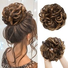 Thick Updo Messy Bun Hair Piece Hair Extensions Wavy Curly Large Dark Brown