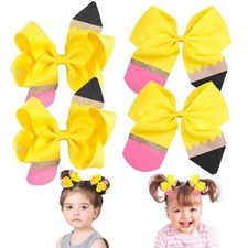 4 Pcs Hair Bows Clips Yellow School Bow Hair Clips for Girls Grosgrain Ribbon...