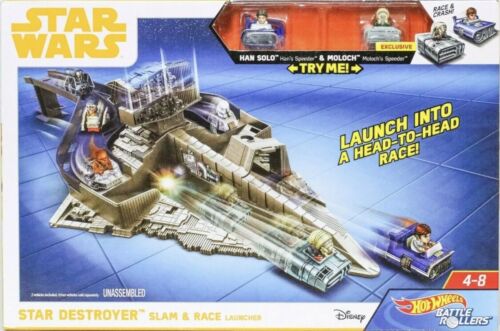 Star Wars Hot Wheels Battle Rollers Star Destroyer Race Launcher Han Solo Moloch