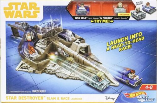 Star Wars Hot Wheels Battle Rollers Star Destroyer Race Launcher Han Solo Moloch - Picture 1 of 6