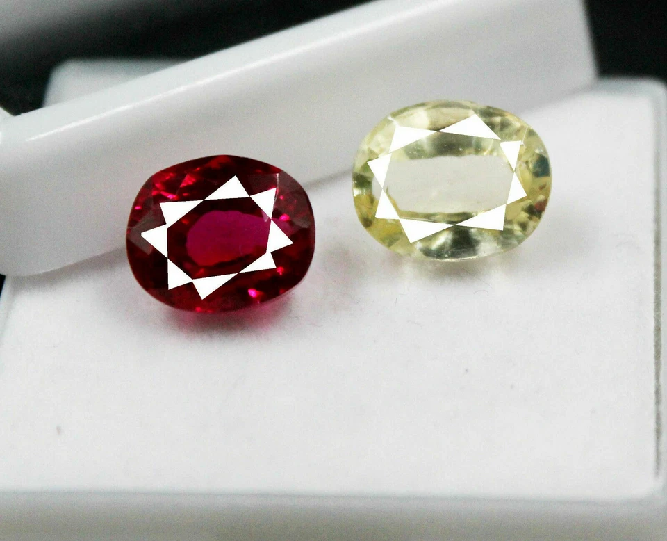 11.50 Ct Pair Burma Ruby & Sri Lanka Sapphire Certified Oval Shape Gemstone LVJ - Image 2 of 3