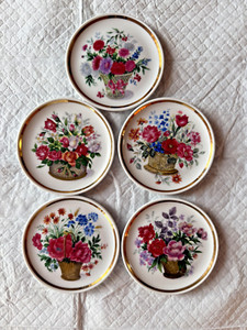 Vintage Vohenstrauss Johann Seltmann Bavaria ~ COASTERS ~ 5-Pieces ~ Hallmarked