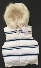 NWT Gymboree Girl's Best Friend XS 3-4 Faux Fur Trim Hooded Stripe Puffer Vest