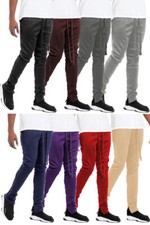 Mens Essential Basic Solid Track Pant with Hidden Ankle Zipper Skinny Fit Jogger