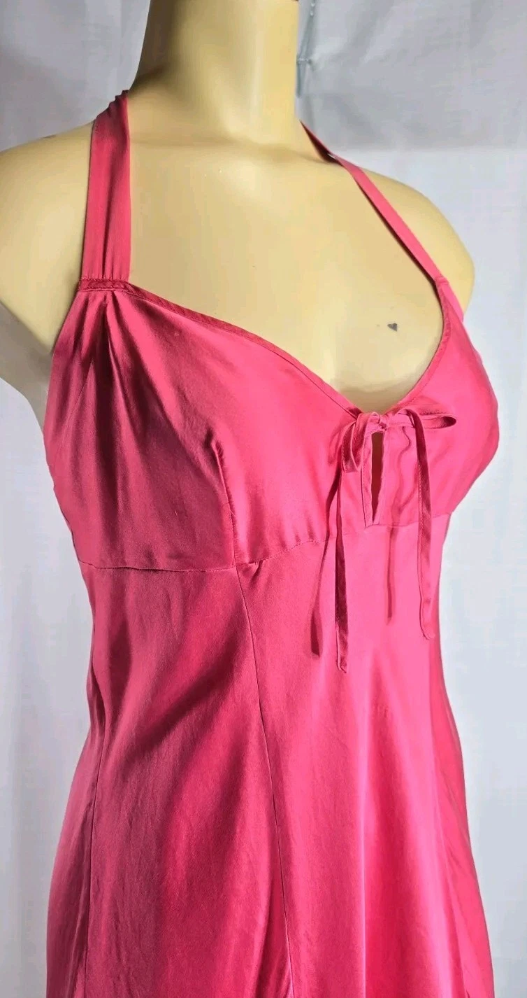 UNDERCOVER Abito slip anni 90 Victoria’s Secret seta corallo rosa con fiocco taglia M