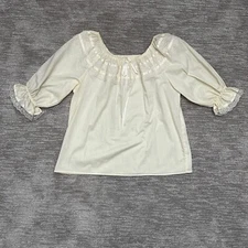 VTG Jeri Bee Shirt Womens Xl Beige Lace Square Dance Western Peasant Prairie