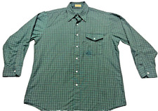 Vintage LL Bean Dress Shirt Mens 16 1/2-32 Green Checkered Plaid Made in USA