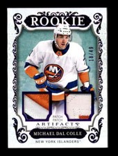 MICHAEL DAL COLLE 2018/19 UD ARTIFACTS ROOKIE PURPLE DUAL PATCH RC #18/49 BF1556