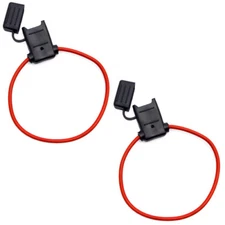ATC/ATO Inline Red 12 Gauge Wire DC Power Supply Fuse Holder Pack of 2