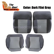 For 2004 2005 Ford F150 Driver & Passenger Bottom Top Cloth Seat Cover Dark Gray