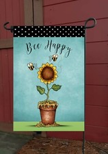 Bee Happy Garden Flag * Double Sided * Top Quality