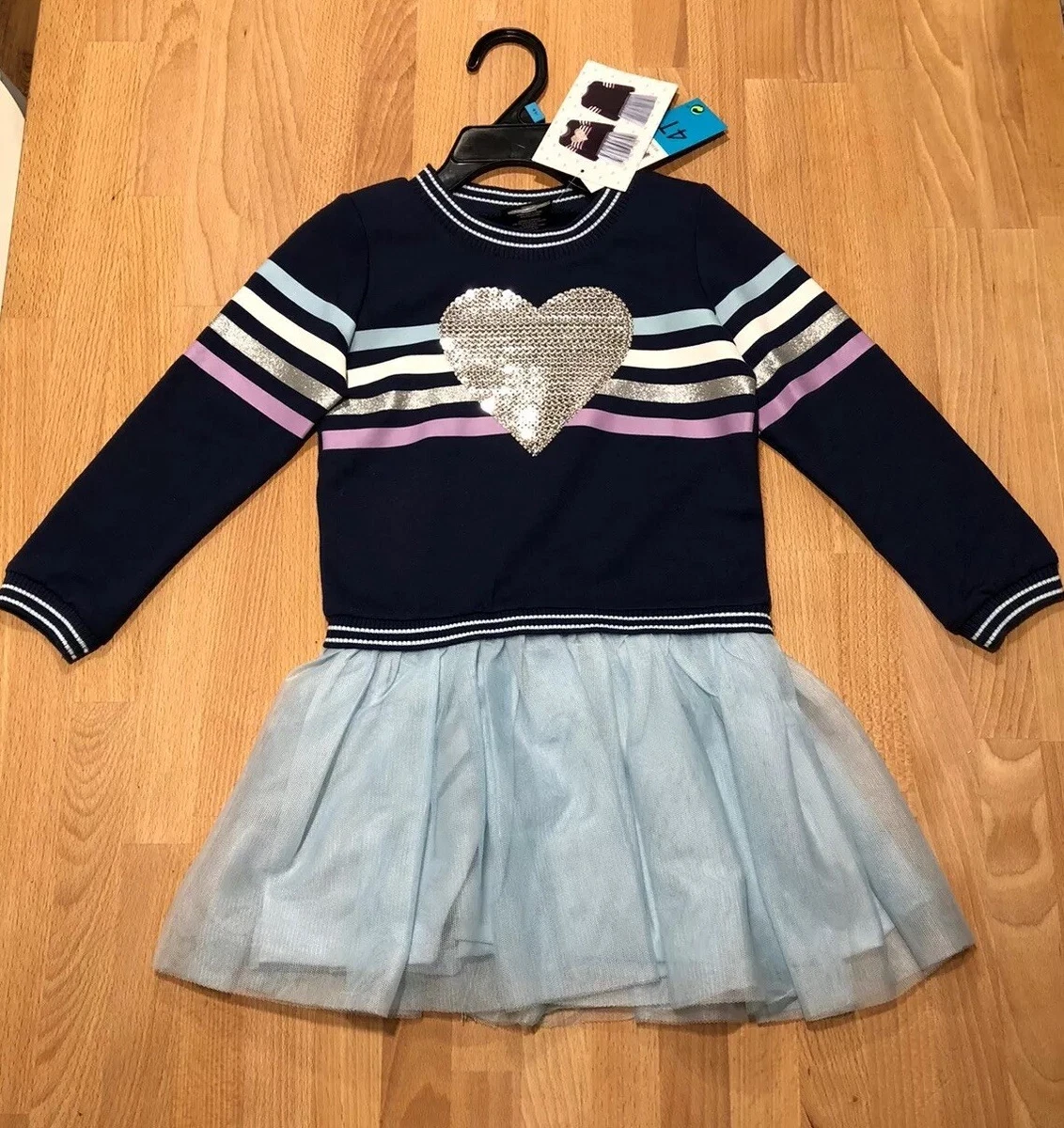 Zunie Party Navy Blue Silver Sequins Glitter Dress New 4 Years Only 12 90
