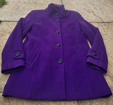 Kirsten Coat Purple Ladies Wool And Cashmere Vgc Size Uk 10