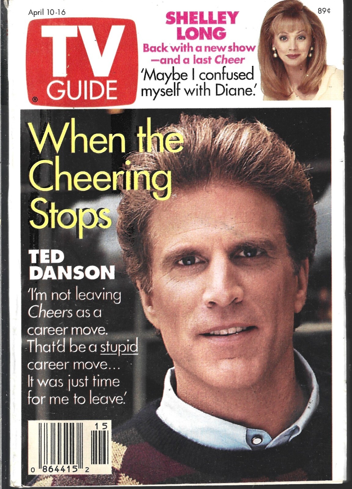 Tv Guide Magazine April 10-16 1993 (Fn) Cheers, Ted Danson, Shelley Long